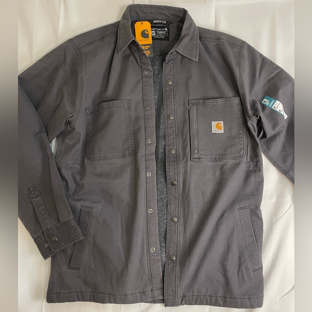 NEW W/Tags Carhartt - Canvas - Fleece-Lined Rugged-Flex Snap-Front